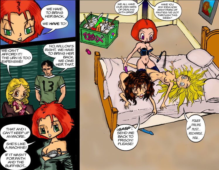 The erotic adventures of slayer Buffy and evil vampire Willow.