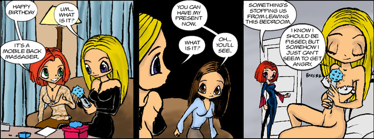 The erotic adventures of slayer Buffy and evil vampire Willow.